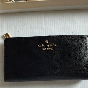 Kate Spade Black Leather Wallet with Gold Accents